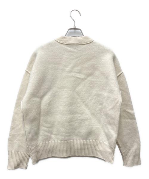 ami（アミ）ami (アミ) ロゴクルーネックニット ホワイト サイズ:Sの古着・服飾アイテム