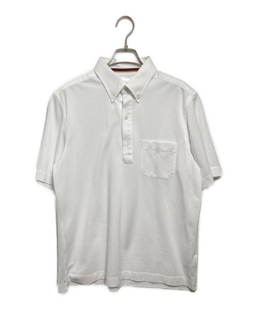 PAUL SMITH（ポールスミス）PAUL SMITH (ポールスミス) ソリッド 鹿の子 ボタンダウン ポロシャツ ホワイト サイズ:LARGEの古着・服飾アイテム