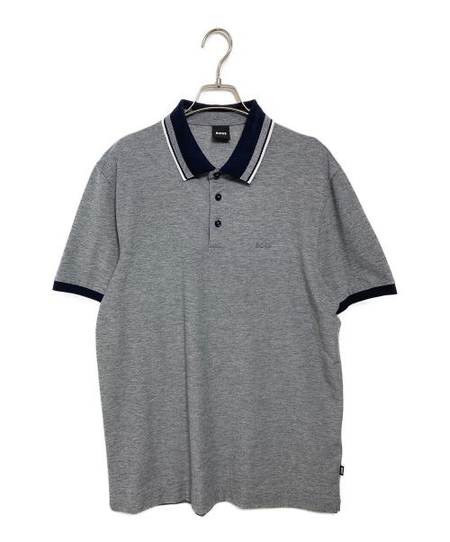 BOSS（ボス）BOSS (ボス) オックスフォードコットンピケ ポロシャツ グレー サイズ:Lの古着・服飾アイテム