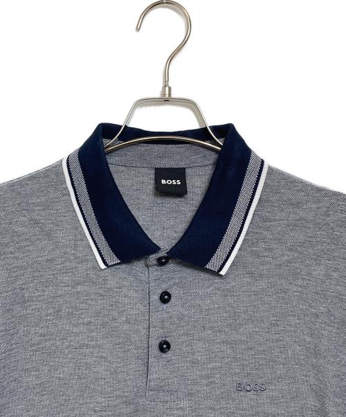 BOSS（ボス）BOSS (ボス) オックスフォードコットンピケ ポロシャツ グレー サイズ:Lの古着・服飾アイテム