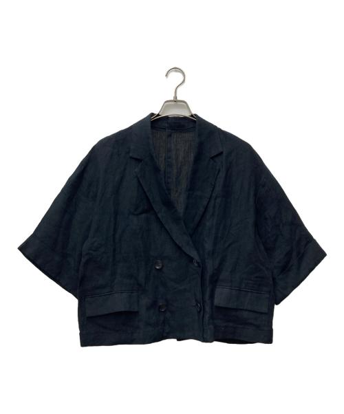 journal standard L'essage（ジャーナルスタンダード レサージュ）journal standard L'essage (ジャーナルスタンダード レサージュ) ヘンプリネンショートジャケット ブラック サイズ:Freeの古着・服飾アイテム