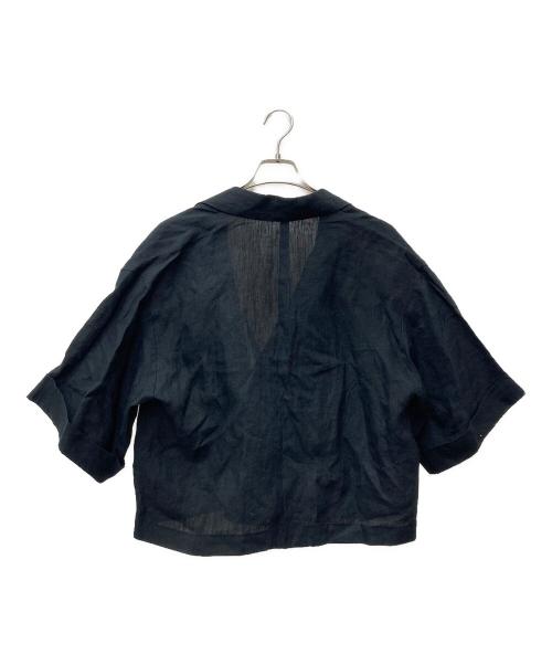 journal standard L'essage（ジャーナルスタンダード レサージュ）journal standard L'essage (ジャーナルスタンダード レサージュ) ヘンプリネンショートジャケット ブラック サイズ:Freeの古着・服飾アイテム