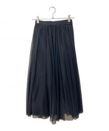 Aveniretoile（アベニールエトワール）の古着「グログランウエストチュールロングスカート」｜ブラック