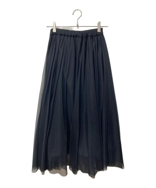 Aveniretoile（アベニールエトワール）Aveniretoile (アベニールエトワール) グログランウエストチュールロングスカート ブラック サイズ:34の古着・服飾アイテム