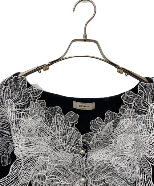 polaura（ポロ―ラ）polaura (ポロ―ラ) レースフリルカーディガン ブラック サイズ:Freeの古着・服飾アイテム
