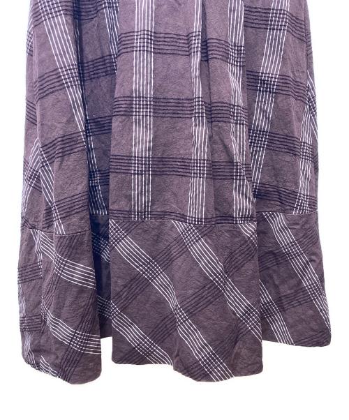 HER LIP TO（ハーリップトゥ）HER LIP TO (ハーリップトゥ) Checked Jacquard Volume Sleeve Dress ブラウン サイズ:Mの古着・服飾アイテム