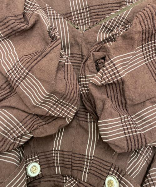 HER LIP TO（ハーリップトゥ）HER LIP TO (ハーリップトゥ) Checked Jacquard Volume Sleeve Dress ブラウン サイズ:Mの古着・服飾アイテム
