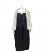 HER LIP TOハーリップトゥ）の古着「Crillon Crystal Pearl Jaquard Dress」｜ホワイト×ブラック