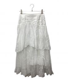 HER LIP TO（ハーリップトゥ）の古着「Sheer Pleated Tiered Skirt」｜ホワイト