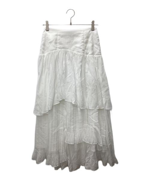 HER LIP TO（ハーリップトゥ）HER LIP TO (ハーリップトゥ) Sheer Pleated Tiered Skirt ホワイト サイズ:M 未使用品の古着・服飾アイテム