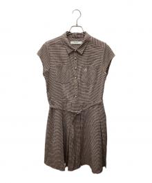 HER LIP TO（ハーリップトゥ）の古着「Checked Shirt Mini Dress」｜ブラウン
