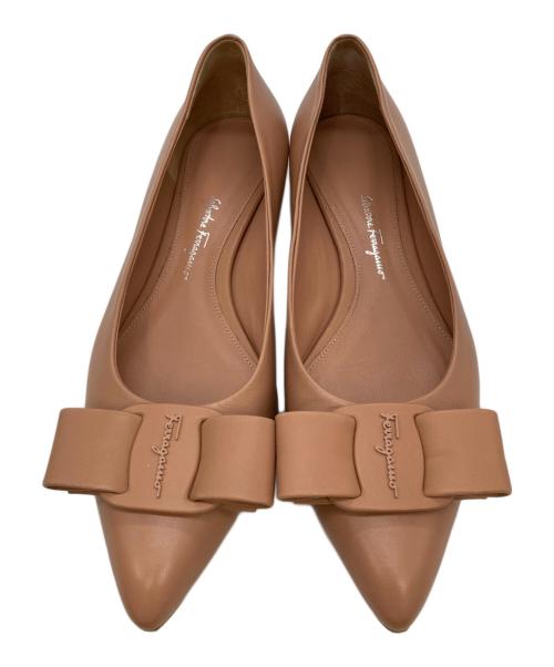 Salvatore Ferragamo（サルヴァトーレ フェラガモ）Salvatore Ferragamo (サルヴァトーレ フェラガモ) VIVA ヴァラリボンフラットパンプス　 ピンク サイズ:8の古着・服飾アイテム