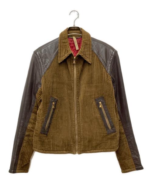 DOLCE & GABBANA（ドルチェ＆ガッバーナ）DOLCE & GABBANA (ドルチェ＆ガッバーナ) 切替レザージャケット ブラウン サイズ:48の古着・服飾アイテム