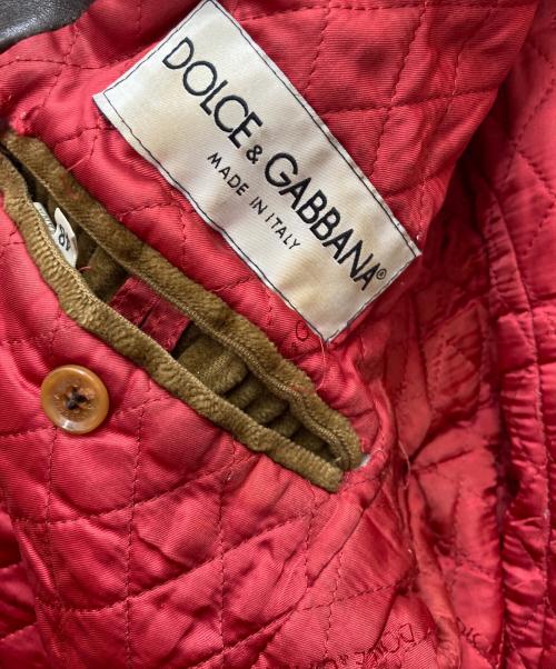 DOLCE & GABBANA（ドルチェ＆ガッバーナ）DOLCE & GABBANA (ドルチェ＆ガッバーナ) 切替レザージャケット ブラウン サイズ:48の古着・服飾アイテム