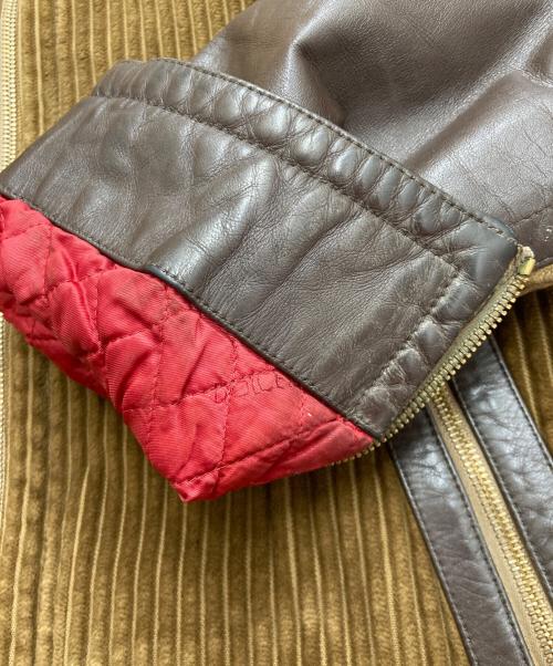 DOLCE & GABBANA（ドルチェ＆ガッバーナ）DOLCE & GABBANA (ドルチェ＆ガッバーナ) 切替レザージャケット ブラウン サイズ:48の古着・服飾アイテム