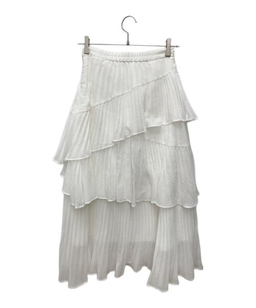 Snidel（スナイデル）Snidel (スナイデル) Sustainaプリーツティアードスカート ホワイトの古着・服飾アイテム