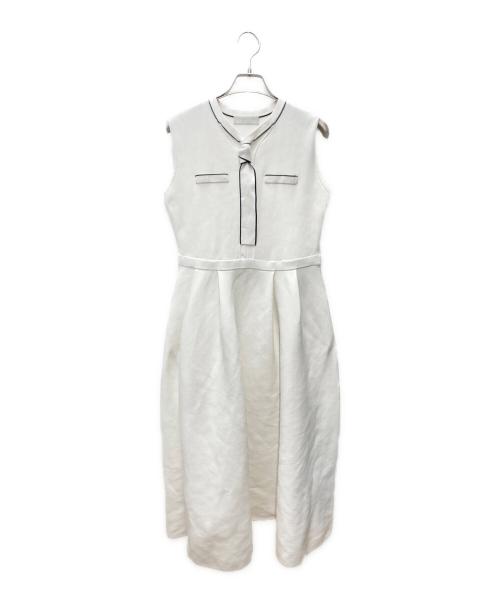 CELFORD（セルフォード）CELFORD (セルフォード) ボウタイノースリーブニットワンピース ホワイト サイズ:38の古着・服飾アイテム