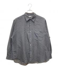 STEVEN ALAN（スティーブンアラン）の古着「T/C ダークストライプレギュラーカラーシャツ」｜グレー