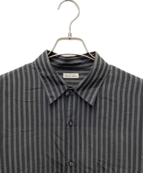 STEVEN ALAN（スティーブンアラン）STEVEN ALAN (スティーブンアラン) T/Cダークストライプレギュラーカラーシャツ グレー サイズ:Mの古着・服飾アイテム