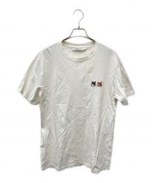 maison kitsune（メゾンキツネ）の古着「DOUBLE FOX HEAD PACH Tシャツ」｜ホワイト