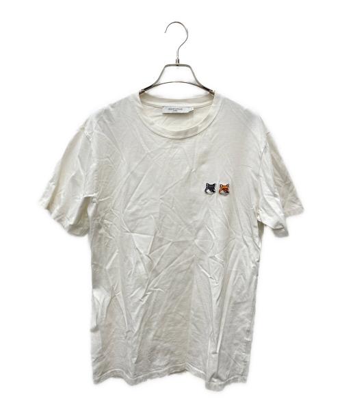 maison kitsune（メゾンキツネ）MAISON KITSUNE (メゾンキツネ) DOUBLE FOX HEAD PACH Tシャツ ホワイト サイズ:Mの古着・服飾アイテム