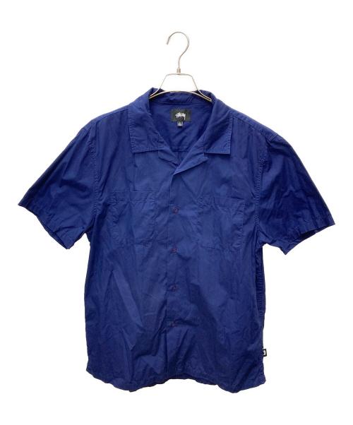 stussy（ステューシー）stussy (ステューシー) 半袖オープンカラーシャツ ブルー サイズ:Lの古着・服飾アイテム