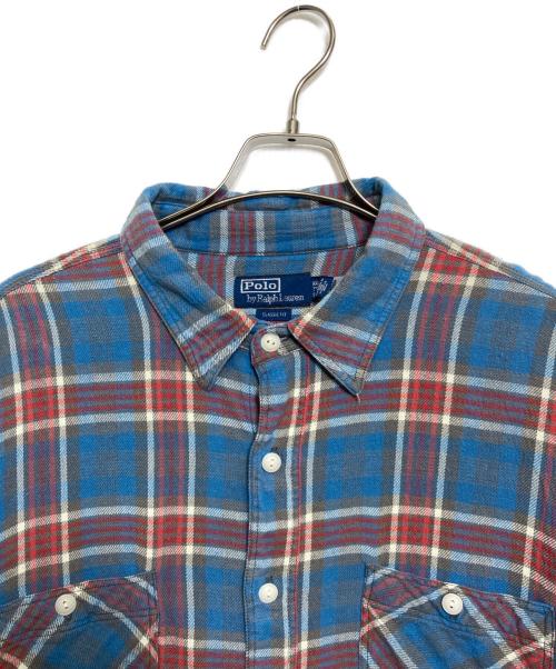 POLO RALPH LAUREN（ポロ・ラルフローレン）POLO RALPH LAUREN (ポロ・ラルフローレン) コットンツイルワークシャツ ブルー サイズ:XXLの古着・服飾アイテム