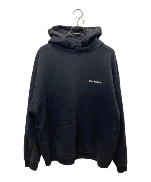 BALENCIAGA（バレンシアガ）BALENCIAGA (バレンシアガ) バックロゴプリントプルオーバーパーカー ブラック サイズ:XXLの古着・服飾アイテム