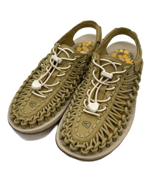 KEEN（キーン）KEEN (キーン) ユニーク 編み込みサンダル 黄緑 サイズ:25cmの古着・服飾アイテム