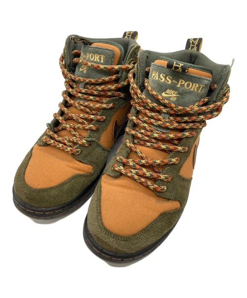 NIKE SB（ナイキエスビー）NIKE SB (ナイキエスビー) PASSPORT (パスポート) ハイカットスニーカー オリーブ×ブラウン サイズ:28cmの古着・服飾アイテム