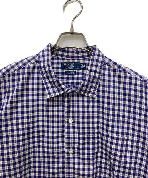 POLO RALPH LAUREN（ポロ・ラルフローレン）POLO RALPH LAUREN (ポロ・ラルフローレン) BONNARD 開襟チェックシャツ ネイビー サイズ:XLの古着・服飾アイテム