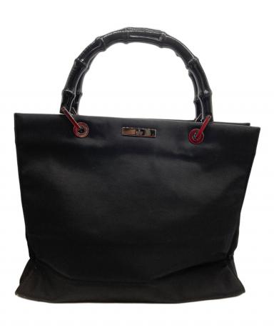 グッチ　ハンドバッグ　バンブー　ハンドル 黒　レザートートバッグ　まとめ 中古・古着通販】GUCCI (グッチ) バンブーハンドルトートバッグ