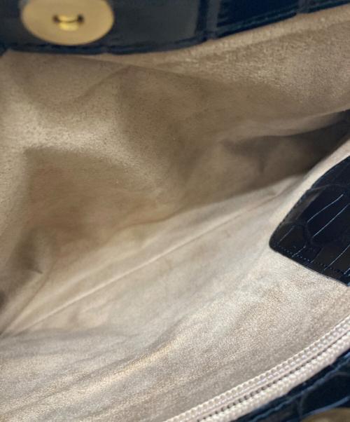 LANZETTI（ランゼッティー）LANZETTI (ランゼッティー) 2WAY型押しレザーバッグ ブラックの古着・服飾アイテム