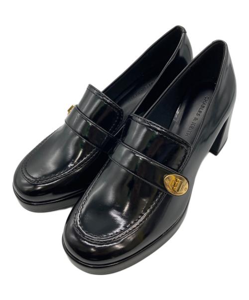 CHARLES & KEITH（チャールズアンドキース）CHARLES & KEITH (チャールズアンドキース) メタリックアクセント ローファーパンプス ブラック サイズ:23の古着・服飾アイテム