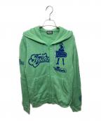 Hysteric Glamourヒステリックグラマー）の古着「VIXEN SCRATCHジップパーカー」｜黄緑