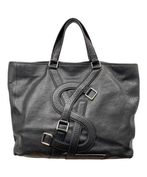 Yves Saint Laurent（イヴサンローラン）Yves Saint Laurent (イヴサンローラン) レザートートバッグ ブラックの古着・服飾アイテム