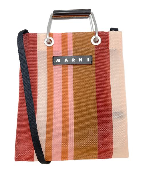 MARNI（マルニ）MARNI (マルニ) STRIPE MINI SHOULDER BAG レッド×ピンクの古着・服飾アイテム