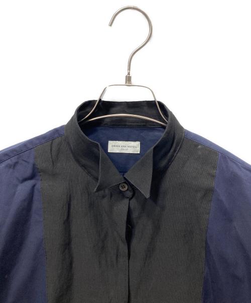 DRIES VAN NOTEN（ドリスヴァンノッテン）DRIES VAN NOTEN (ドリスヴァンノッテン) 切替シャツ ブラック×ネイビー サイズ:38の古着・服飾アイテム