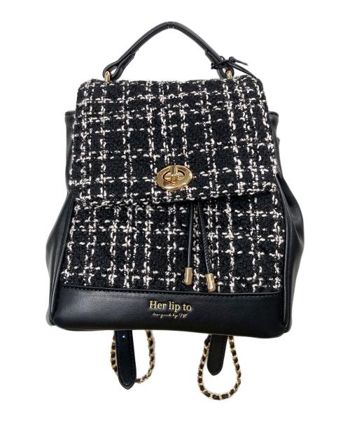 HER LIP TO（ハーリップトゥ）Her lip to (ハーリップトゥ) Tweed Mini Backpack ブラック 未使用品の古着・服飾アイテム