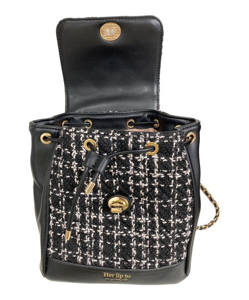 HER LIP TO（ハーリップトゥ）Her lip to (ハーリップトゥ) Tweed Mini Backpack ブラック 未使用品の古着・服飾アイテム