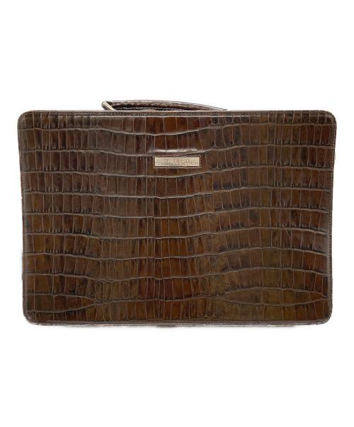 Jean Paul Gaultier homme（ジャンポールゴルチェオム）Jean Paul GAULTIER HOMME (ジャンポールゴルチェオム) クロコ型押しハンドバッグ ブラウンの古着・服飾アイテム