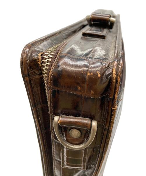 Jean Paul Gaultier homme（ジャンポールゴルチェオム）Jean Paul GAULTIER HOMME (ジャンポールゴルチェオム) クロコ型押しハンドバッグ ブラウンの古着・服飾アイテム