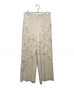 【希少‼️】AURALEE ベージュ カジュアルパンツ 中古・古着通販】AURALEE (オーラリー) ペイントセンタープレスパンツ