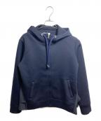 BARNEYS NEWYORKバーニーズ・ニューヨーク）の古着「ウォッシャブル コンビネーションバックフリル ジップアップパーカ」｜ネイビー