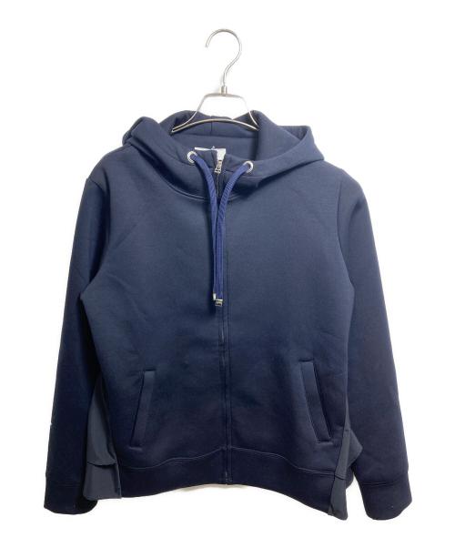 BARNEYS NEWYORK（バーニーズ・ニューヨーク）BARNEYS NEWYORK (バーニーズ・ニューヨーク) ウォッシャブル コンビネーションバックフリル ジップアップパーカ ネイビー サイズ:40の古着・服飾アイテム