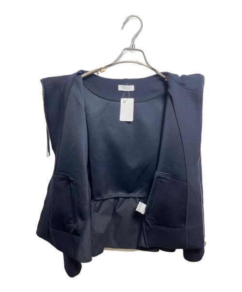 BARNEYS NEWYORK（バーニーズ・ニューヨーク）BARNEYS NEWYORK (バーニーズ・ニューヨーク) ウォッシャブル コンビネーションバックフリル ジップアップパーカ ネイビー サイズ:40の古着・服飾アイテム