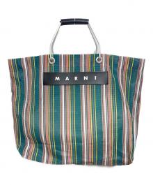 MARNI（マルニ）の古着「フラワーカフェストライプバッグ」｜グリーン×ピンク