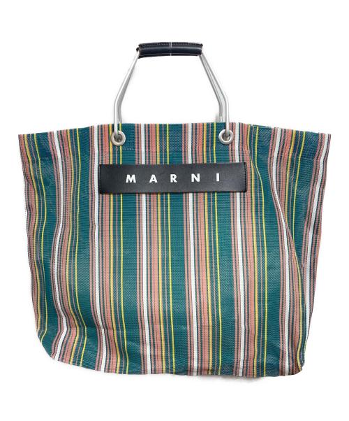 MARNI（マルニ）MARNI (マルニ) フラワーカフェストライプバッグ グリーン×ピンクの古着・服飾アイテム