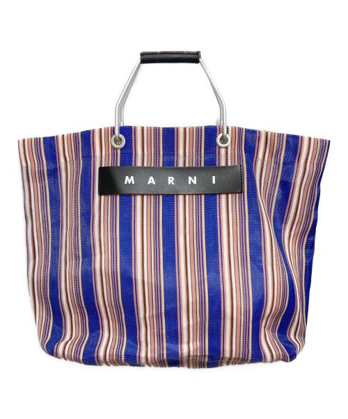 MARNI（マルニ）MARNI (マルニ) フラワーカフェストライプバッグ ブルー×ピンクの古着・服飾アイテム