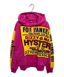 Hysteric Glamour（ヒステリックグラマー）の古着「DIZZY&MILKYオーバーサイズジップパーカ-」｜ピンク